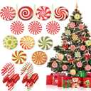33pcs Christmas Decorations Candy Tree Ornaments - Colorful Candy Cane Lollipop Peppermint Hanging Christmas Ornaments for Xmas Tree Winter New Year Party Decor, Candies Themed Party Supplies (Yellow)