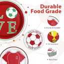 60 Pcs Soccer Paper Plates - 9" Football Fans Dessert Paper Plates Disposable Red Soccer Platters for Boys Girls Adults Football Theme Party Sports Party Supplies