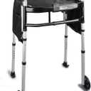 Folding Walker with Tray, 5" Wheels Lightweight Walkers for Seniors and Adults, Supports Up to 350 Pounds, Adjustable Height, Compact Standard Walker, Black