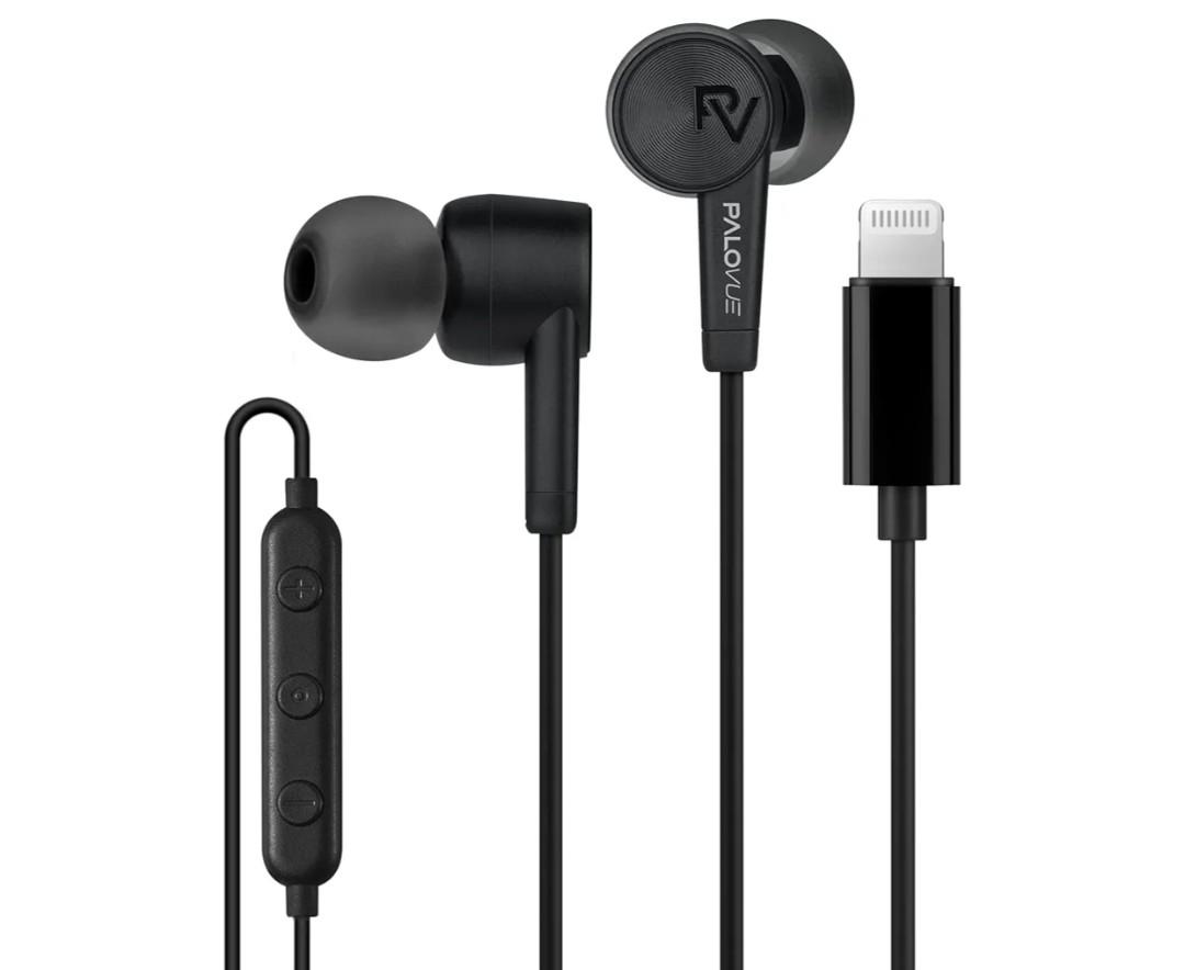 PALOVUE iPhone Headphones Earbuds Earphones wtih Lightning Connector Apple MFi Certified Compatible 14 13 12 11 Pro Max X XS XR 8 7 Plus with Microphone Controller SweetFlow Black