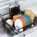 Over the Sink Dish Drying Rack,In Sink Dish Drying Racks,Expandable Dish Rack Over Sink Counter,Adjustable Dish Drainer for Inside Sink with Utensil Holder, Stainless Steel Dish Strainer XLarge Size
