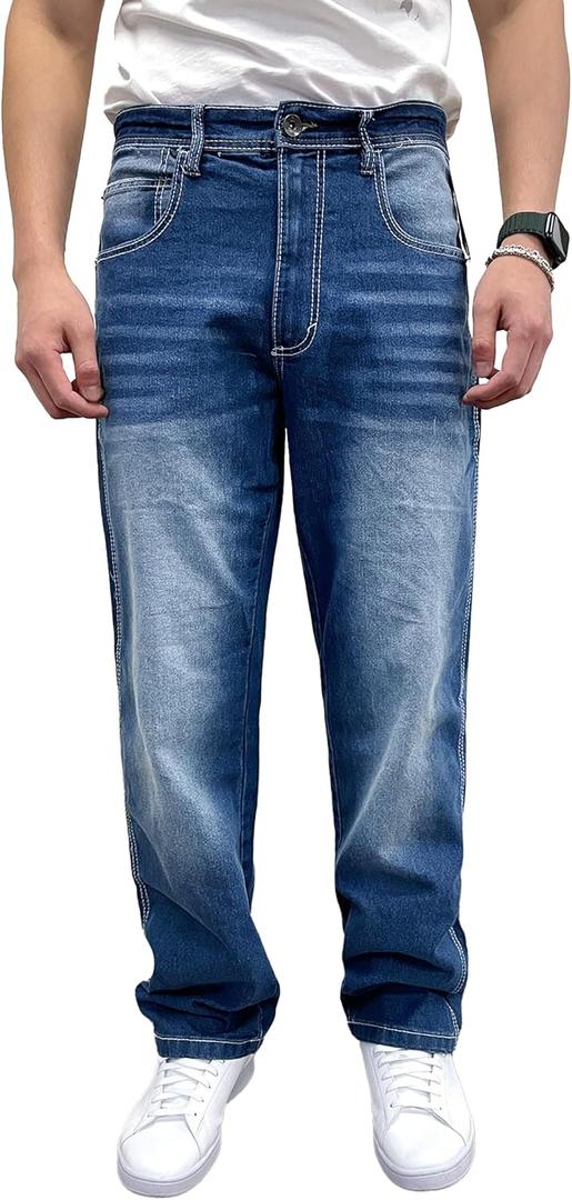 Southpole Men's Mid Rise Stretchable Straight Relaxed Fit Cross Hatch Denim Pants (42W x 32L)