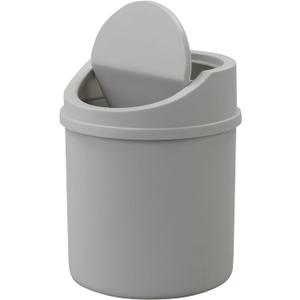 0.5 Gallon Plastic Mini Garbage Can, Tiny Garbage Can with Swing Lid, Gray