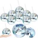 Breroa 8 Pieces 70s Disco Flash Ball Drinks Cups with Lid and Straw 20 Ounce Disco Party Cups 1970s Mirror Disco Cocktail Cups Sparkly Glitter Disco Bar Party Supplies, Silver