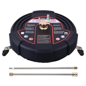 Tool Daily 15 Inch Pressure Washer Surface Cleaner with 3 Wheels, 2 Extension Wands, Surface Cleaner for Pressure Washer Attachment for Concrete, Driveway, Sidewalk, Patio, 3600 PSI