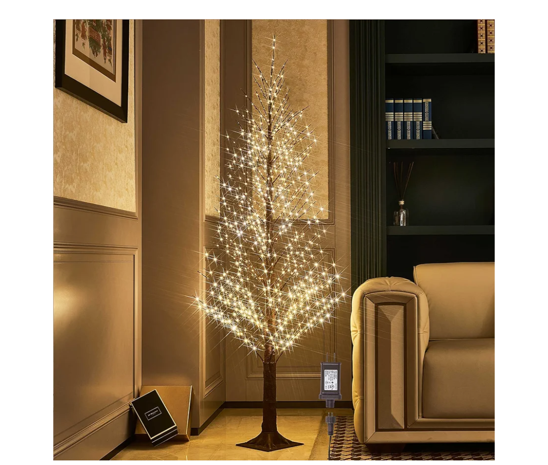 Hairui Lighted Brown Alpine Tree with 810L Warm White Fairy Lights 6FT, Twig Tree with Lights for Indoor Outdoor Home Christmas Winter Holidays Party Decoration