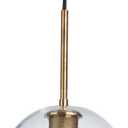 Signature Design by Ashley Cordunn Modern Glass Pendant Light, Brass (9"W x 9"D x 15"H, Glass & Metallic)