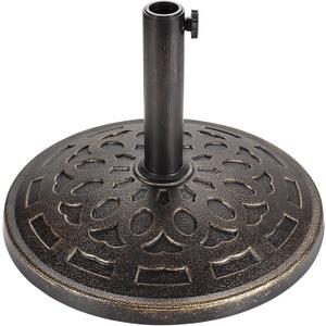 Patio Umbrella Stand - 31 lbs 18.9" Heavy Duty Outdoor Umbrella Base Stand, Market Umbrella Holder for Garden, Backyard, Pool, Beach, No Water or Sand Required, Round Bronze