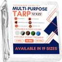 Large Waterproof Tarp - Heavy Duty 10 Mil Thick Poly Tarpaulin Ideal for Canopy Tents, Boats, RV or Pool Covers - Multipurpose Protective Tarps with Grommets for Indoor and Outdoor Use | 12' x 25'