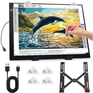 Zocelight A4 Light Pad for Diamond Art Kits for Adults,0.2" Ultra Thin Light Board with Stand and Clip for Diamond Painting Accessories,3 Levels Dimming Light Box for Drawing,Sketching,Animation