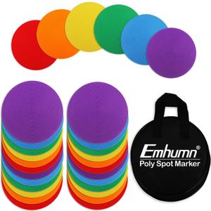 4inch & 9inch Poly Spot Markers for Agility Dot for Gym/PE Training, Dance, 6/12/24 Pcs Round Multiple Color & Size Rubber Non-Slip Spot Marker for Games, Floor Dots and Sport Activities