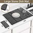 Large Stone Dish Drying Mat for Kitchen Counter, 2 PCS Quick Dry Stone Mats, Foldable Water Absorbing Diatomaceous Earth Drying Dishes Pad for Countertop Bottles Utensils Cup(Dark gray 24"x16"&8"x4")
