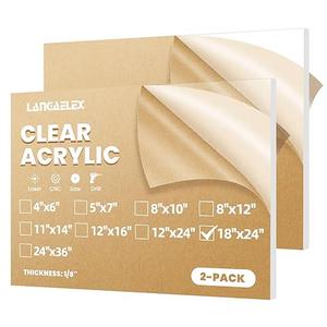 Plexiglass Sheets 1/8" (3mm) Thick - 2 Pack of 18x24 Clear Cast Acrylic Sheets for Laser Cutting, Signs, Glass Replacement, DIY and Crafts Project