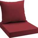 UNIKOME Outdoor Seat Cushions 22 X 22 Inch - Water-Resistant & Fade Resistant, Removable Cover Patio Furniture Cushions for Chair, Sofa, Couch, Wicker, Wine Red