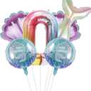 Mermaid Birthday Decoration Mermaid Foil Large Number Balloons for Girls Under The Sea Mermaid Theme Baby Shower Birthday Favors40inch Number balloon 0