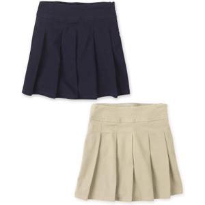 The Children's Place Girls' Uniform Pleated Skort (5, Sandy/Tidal 2-pack)