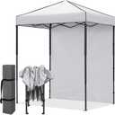 EAGLE PEAK 6x4 Instant Pop Up Canopy Tent with 1 Sidewall, White | Small Portable Canopy with Carry Bag, Lightweight Pop Up Outdoor Tent for Beach, Camping & Sports, Easy Setup, Ultra Compact, One Wall