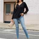 Edelqual Womens Long Sleeve Tops 2025 Fall Winter Sweater Casual Henley V Neck Shirts Light Tunic Trendy Fashion Clothes (L)