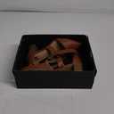 SSM New York Brown Faux Leather Block Stacked Heel Ankle Strap Shoes Woven Buckle Brown 8.5 size