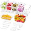 Lifewit Taco Bar Serving Set for Party with 5 Containers(2.5 Cup) & Components, Large Ice Chilled Condiment Caddy Organizer, Garnish Serving Tray Platter for Mimosa Bar Accessories, Fruit, Salad, Food