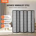 VEVOR Room Divider, 6 Panel Japanese Room Divider, Folding Privacy Screen Indoor, Portable Partition Dividers and Decoration Screens, for Room Separation, Home, Office, Restaurant & Bedroom (Black)