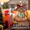 2 x HEXMOZ Deer Christmas Ornament - Hunting Ornaments for Christmas Tree - Deer Hunting Gifts for Men, Grandpa, Dad, Husband - Hunter Gift Ideas - Acrylic Wood Holiday Decoration Ornaments
