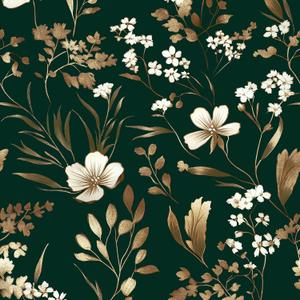 Green Floral Peel and Stick Wallpaper Dark Gold Leaf Wallpaper Vintage Contact Paper 17.5in x 32.8ft Removable Self Adhesive Vinyl Wall Boho Mural Wall Paper for Walls Bedroom Kitchen Drawer