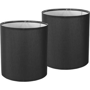 Large Tall Drum Lamp Shades Set of 2 Black Linen Lamp Shade 1415IN(Spider) Morden LampShades for Table and Floor Lamps Handcrafted Lampshade, Easy Assembly