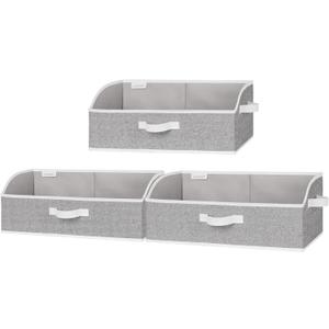 StorageWorks Closet Storage Bins, Trapezoid Organizer Box for Shelves, Fabric Clothes Bin, Foldable Organizing Baskets with Handles, Large, Gray, 3-Pack