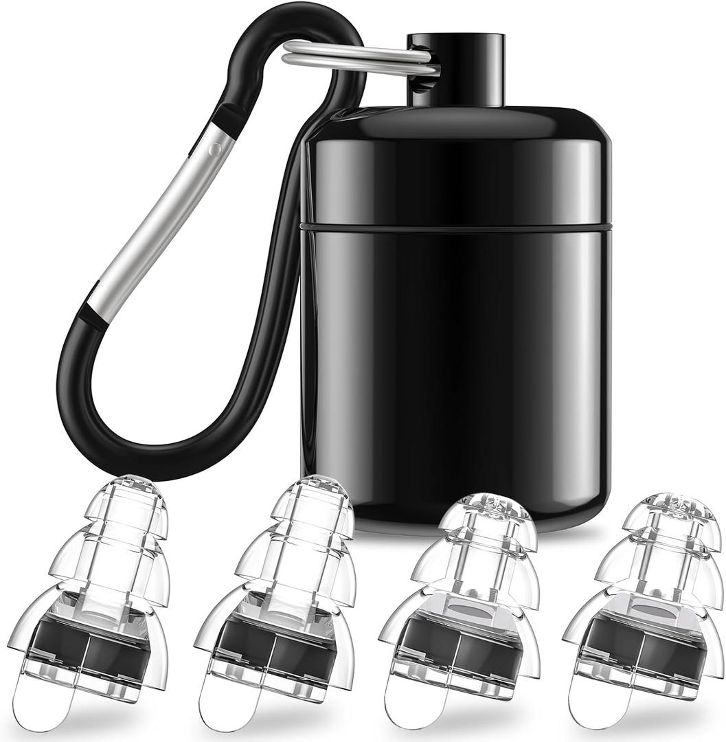 High Fidelity Concert Earplugs for Concerts MusiciansEarplugs for noise reduction24db Advanced Filter Technology Ear Protection for Music Festivals,DJ's, Nightclub, Drummers - 2 PairsBlack