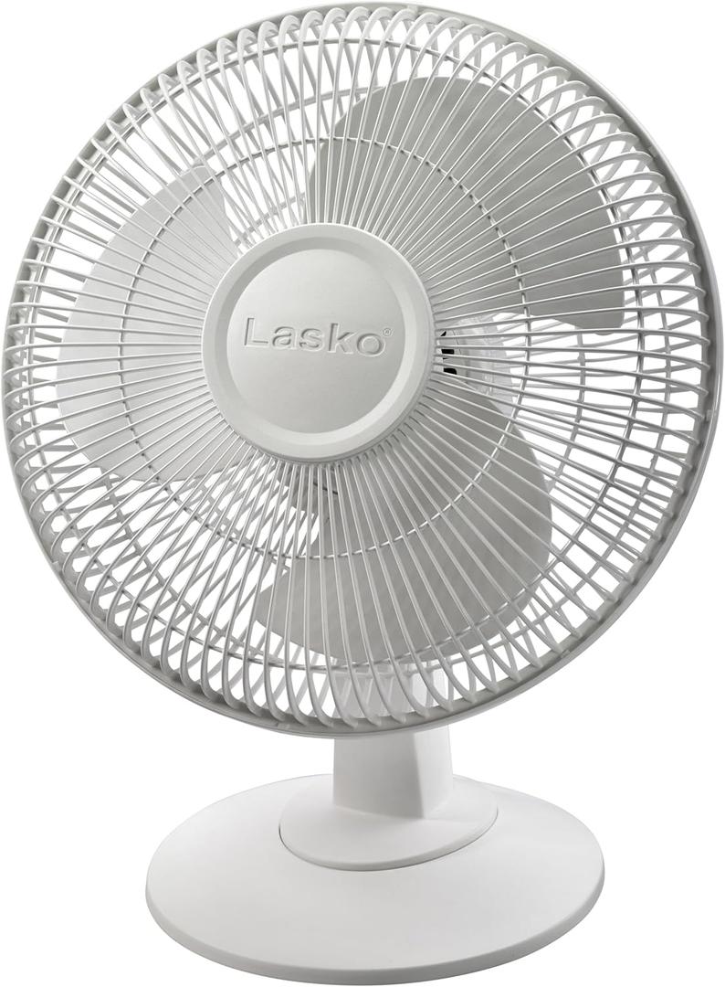 Lasko 12" Oscillating Table Fan for Home, Offices, Bedrooms, Living Rooms, 3-Speeds, Widespread Oscillation, Tilt-Back Fan Head, Portable, White, 2012