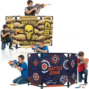 2-Pack Tactical Bunker & Foam Blaster Target 59x34 Combat Battle Zone Bunker Fort, Compatible with Laser Tag, Water Gun & Birthday Activities, Foldable Wall for Active Play