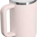STANLEY Quencher H2.0 Tumbler with Handle and Straw 40 oz Flowstate 3-Position Lid Cup Holder Compatible for Travel Insulated Stainless Steel Cup BPA-Free Rose Quartz 2.0