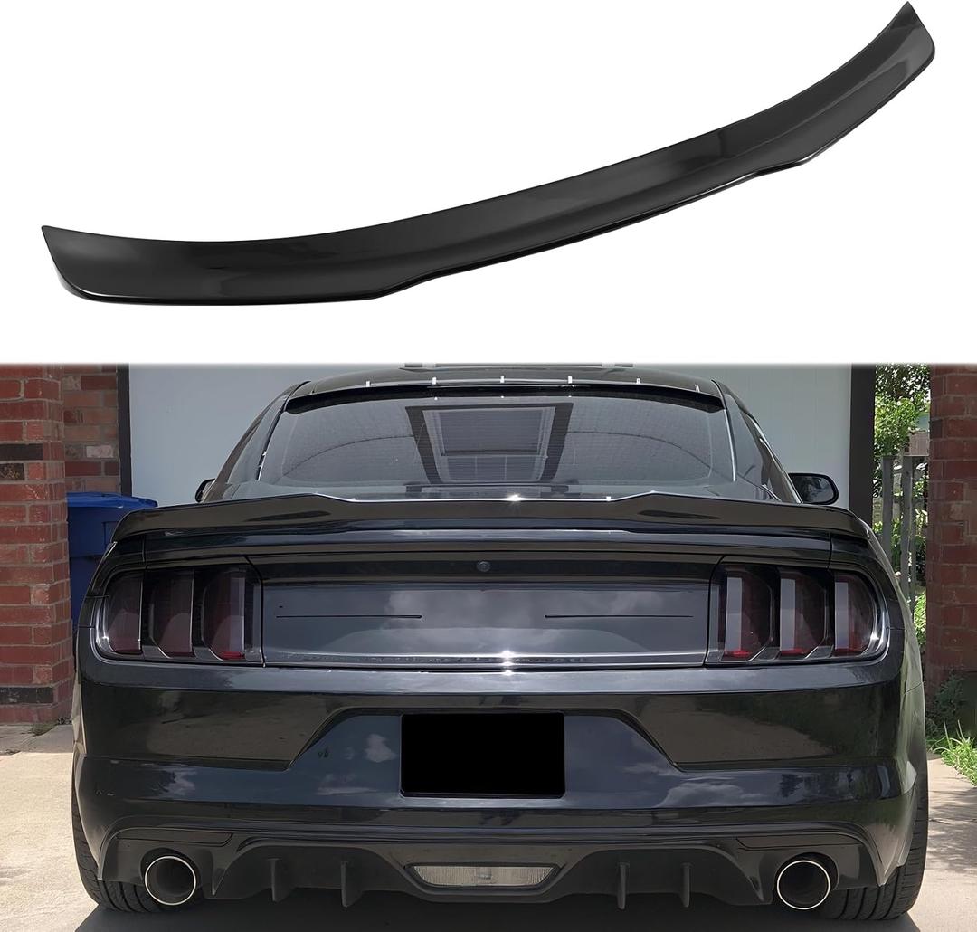Glossy Black Spoiler Wing Compatible with 6th Gen 2015-2023 Ford Mustang 2-Door Coupe, Trunk Spoiler for V6/V8/EcoBoost/GT/Bullitt/Mach 1/Shelby