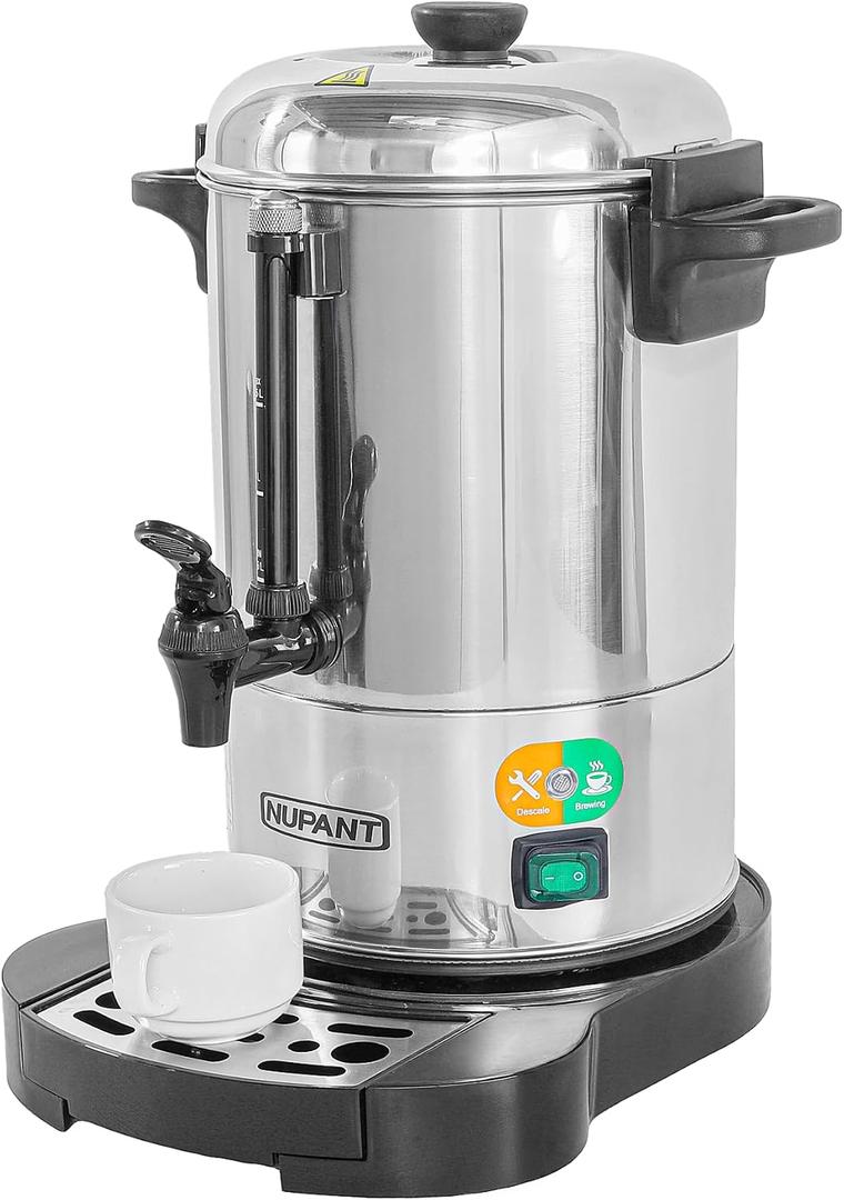 NUPANT Commercial Coffee Urn 30 Cup/4.5L Coffee Dispenser with Upgraded Percolator, 304 Stainless Steel Hot Water Urn Beverage Dispenser with Warm Mode,Drip Tray,Large Coffee Maker for Party Catering