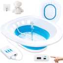 Electric Sitz Bath, Sitz Bath for Hemorrhoids, Sitz Bath for Toilet Seat, Sitz Bath for Postpartum Care, Sits Bath Kit for Women, Automatic Flushing, Foldable, Fits Universal Toilet (Blue Electric)