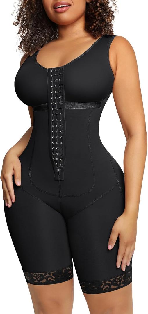Lover-Beauty Fajas Colombianas Postpartum Shapewear for Women Full Body Faja Butt Lifter Bodysuit Tummy Control (Medium, Black)