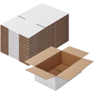 Calenzana 8x5x3 Shipping Boxes Set of 40, White Corrugated Cardboard Box for Mailing Packing Gifts Small Business