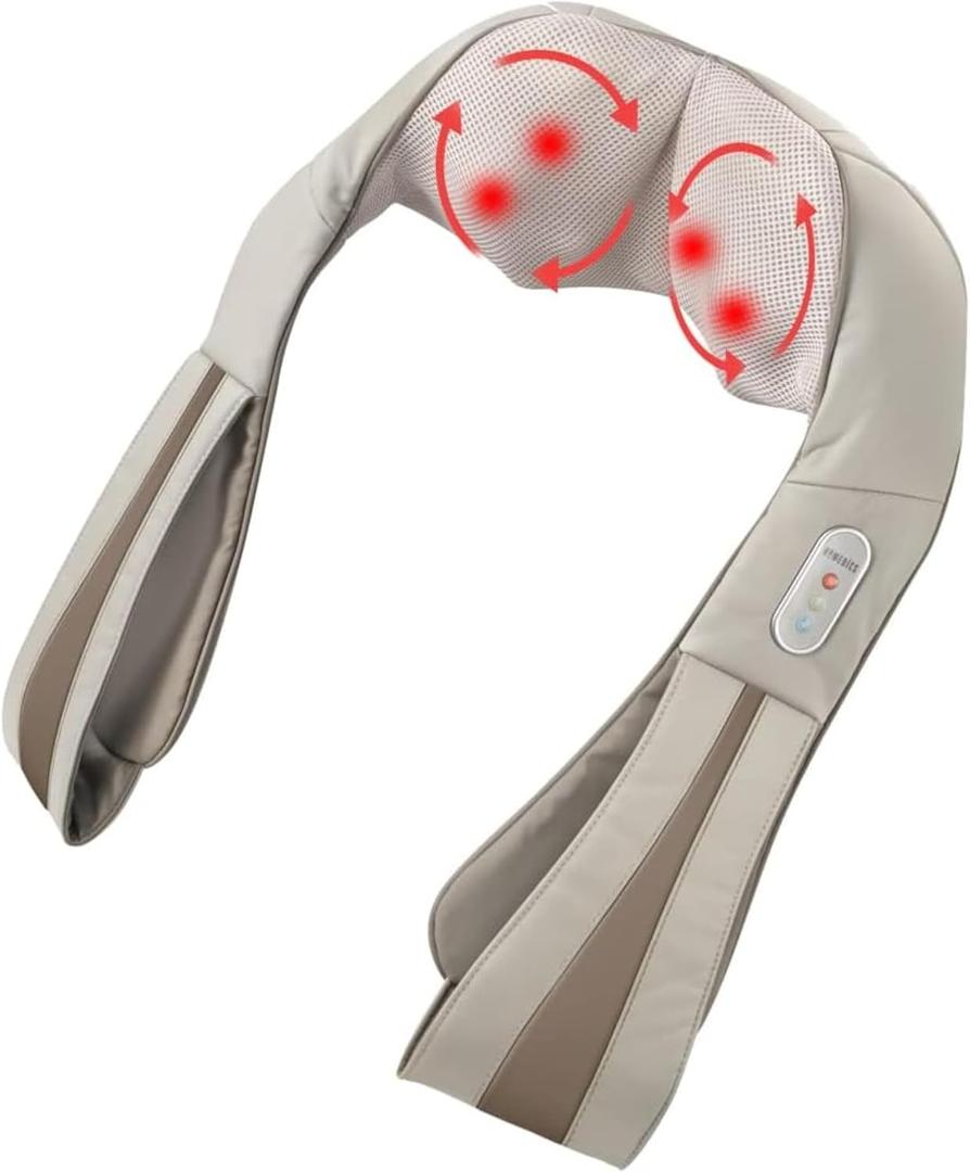 HoMedics Shiatsu Deluxe Neck & Shoulder Massager with Heat | Shiatsu Massager, 3 Speeds, Changes Direction | Muscle Kneading for Neck, Shoulders, Back, & Legs, Portable, Convenient Straps | Thera-P
