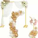 2-in-1 Dual-use Square Balloon Arch Stand Metal Wedding Backdrop Stand Party Birthday Bridal Baby Shower Flower and Floral Arch for Ceremony 6.6FT (Gold)