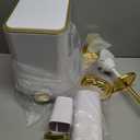 XLHOMO White Bathroom Accessories Set 8 Piece White and Gold Bathroom Set, Bathroom Sets with Stainless Steel Trash Can,Toilet Brush,Toothbrush Set,Soap Dispenser