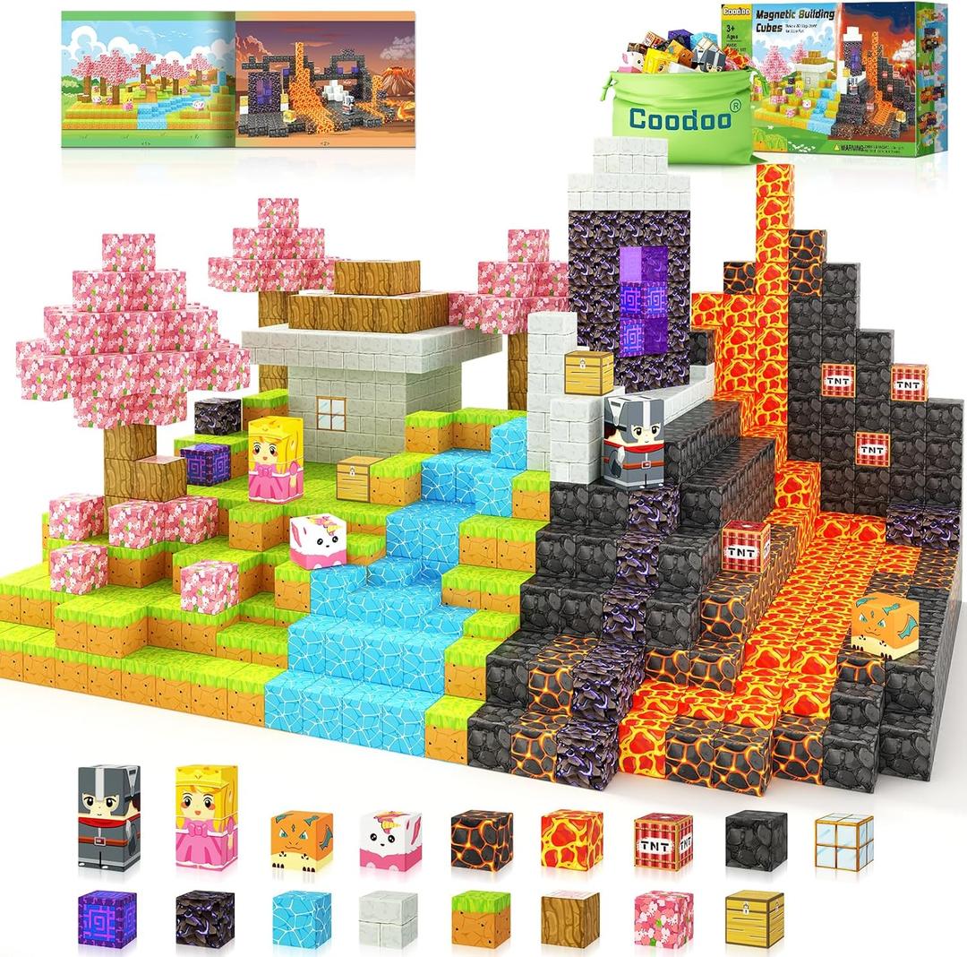 Magnetic Blocks - Build Mine Magnet World Magic Portal Set, Magnetic Tiles Building Blocks Toddler Toy STEM Sensory Outdoor Toys for 3+ Year Old Boys & Girls, Creative Kids Games Kids Toys 84PCS