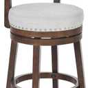 COLAMY Swivel Bar Stool, Modern Swivel Barstool with Back, Counter Height Bar Stools, 25 Inch Upholstered Wood Barstool for Kitchen Island Dining Room Bar, Beige