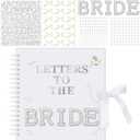 Fuyoooo 10 x 10 Inch Letters to The Bride Scrapbook Wedding Memory Book Bridal DIY Blank Paper Scrapbook Photo Album Guest Book Sign with Pearl Stickers, Metallic Letters, Bows (White)