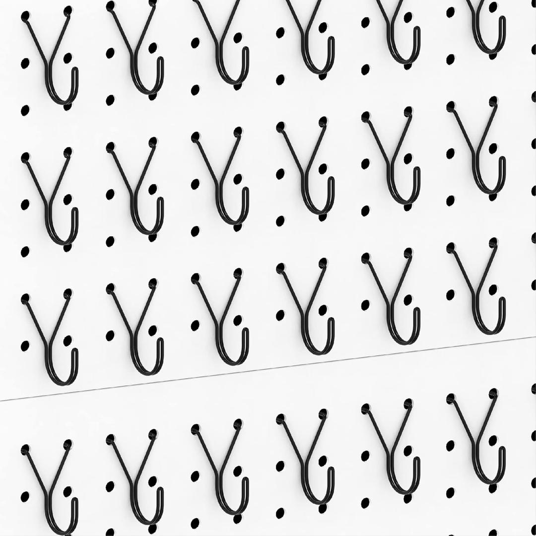 HUHOLE 80 Pack Pegboard Hooks J-Hook1 Inch Black J Hooks for PegboardHeavy Duty Peg Board Hooks for Hanging Jewelry, Keys, Retail Items & Small ToolsFits 1/8 & 3/16 Pegboards