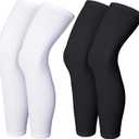 Skylety Compression Leg Sleeve Full Length Leg Sleeves Sports Cycling for Men Women, Running, Basketball (Large, Black and White)