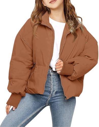 rrhss Girls Winter Long Sleeve Zip Puffer Jacket Kids Baggy Short Down Coats Size 130