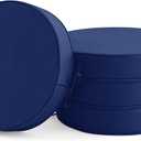 Summsun Outdoor Bistro Chair Cushions Set of 4, 15" D x 3" H Round Chair Cushions Waterproof and Fade Resistant Chair Cushion Pads with Non-Slip Ties and Removable Covers for Garden, Navy Blue, 15x3 Inch -4p