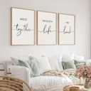 Houmury Framed Set of 3 And So Together They Built A Life They Loved Above Bed Wall Decor Wall Art for Farmhouse Home Bedroom Kitchen Living Room Wood Signs (Brown,12"x16")