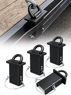 4Pcs Heavy-Duty Stake Pocket d Rings 5/8" Hitch Pin with Anti-Loss Wire | 18000lbs Removable d-Ring Stake Pocket Tie Down for Utility Trailers and Flatbeds Cargo Trucks 4 Adjustable Holes, Black